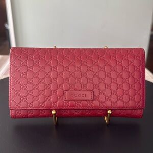 New Year's SALE- 13% OFF - Preloved Red Guccissima Wallet - Authentic!!
